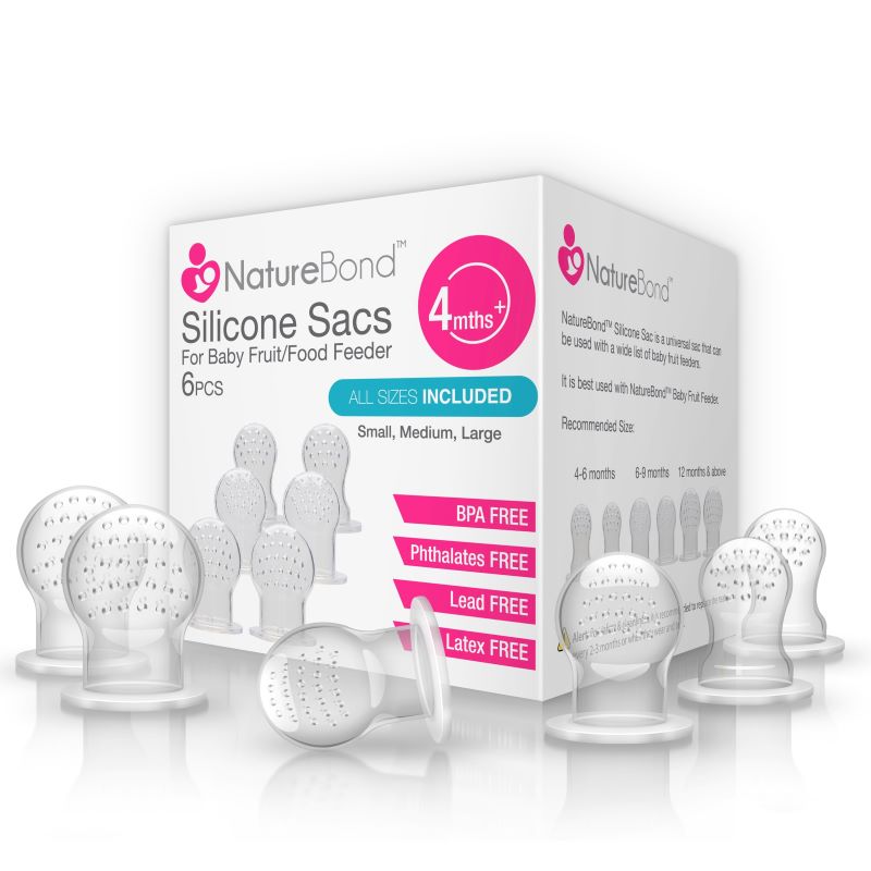 Silicone Teats/Sacs for Baby Food Feeder - Value Pack (6 Pcs)