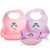 Silicone Baby Bibs + Waterproof Pouch (Pink & Purple Set)