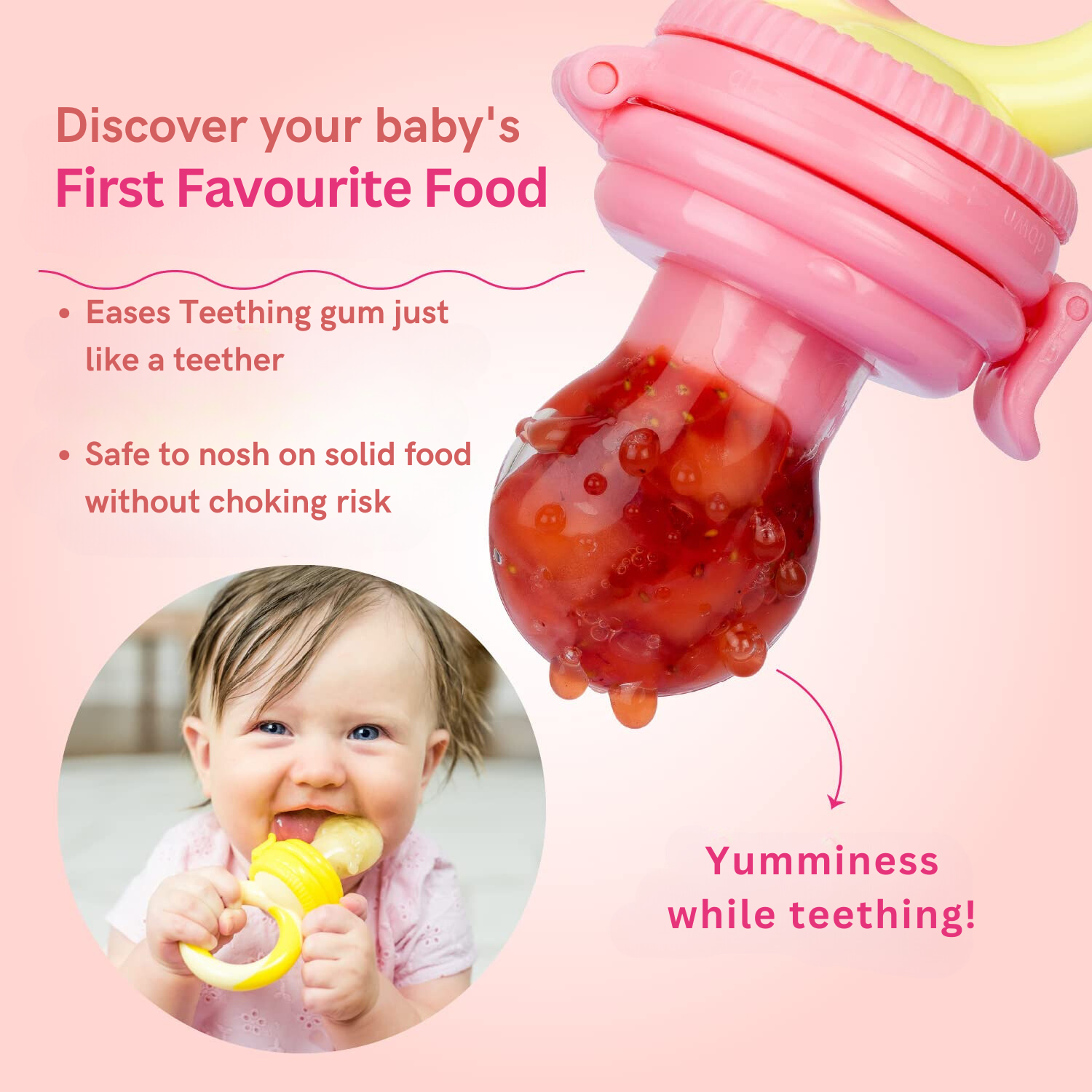 Mesh Feeder Baby Food Net Holder Baby Food/Fruit Feeder (Pink