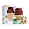 Silicone Ice-cream Baby Teething Toy, Teether with FREE Silicone Pacifier Holder/Clip (Chocolate - Brown)