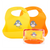 Silicone Baby Bibs Easily Wipe Clean With Waterproof Pouch - 2pcs (Lemonade Yellow and Tangerine Orange)